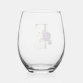 Vrouwelijk bloemmonogram de letter E Wijnglas Zonder Voet (Achterkant)