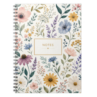 Vrouwelijk botanisch wilde bloemen notitieboek