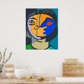 Vrouwelijk Cubisme gezicht Poster (Keuken)