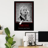 Vrouwelijk Fatale - Roken en Pistolen Retro Black/ Poster (Thuiskantoor)