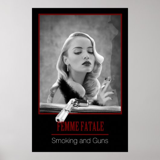 Vrouwelijk Fatale - Roken en Pistolen Retro Black/ Poster (Voorkant)