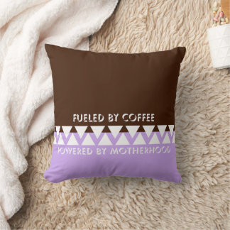 Vrouwelijk gestreepte typografie | Coffee Mom Quot Kussen
