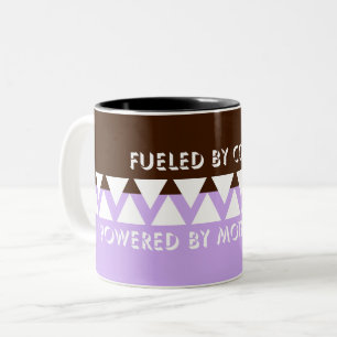Vrouwelijk gestreepte typografie Coffee Mom Quot Tweekleurige Koffiemok