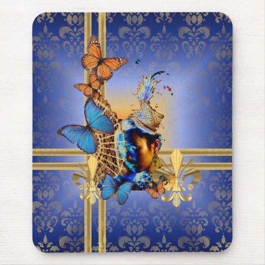  vrouwelijk giraal ontwerp en vlinders muismat (Voorkant)