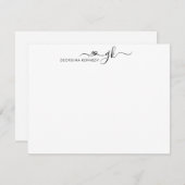 Vrouwelijk Girly Heart Script 2 Monogram Initiaal Notitiekaartje (Voorkant / Achterkant)