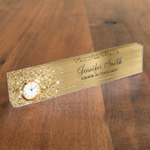 Vrouwelijk Glitterend Goud Glamour Naambordje