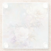 Vrouwelijk goud Paarse witte bloemen Glazen Onderzetter (Achterkant)