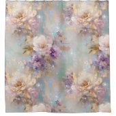 Vrouwelijk goud wit bloemen douchegordijn (Voorkant)