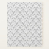 Vrouwelijk Grijs & Wit Damask Naam Monogram Planner (Achterkant)