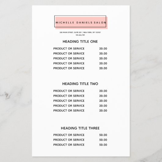 Vrouwelijk logo | Roze | Spa Prijzen & Diensten Flyer (Voorkant)