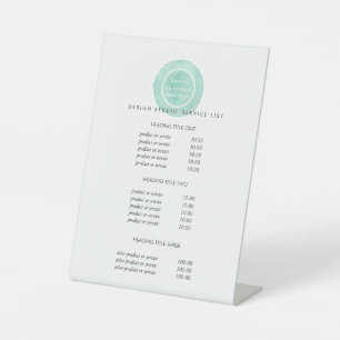 Vrouwelijk logo turquoise Salon Prijs & Diensten Reclamebord Met Voetstuk