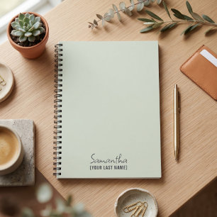 Vrouwelijk Minimalist Stof Sage Notitieboek