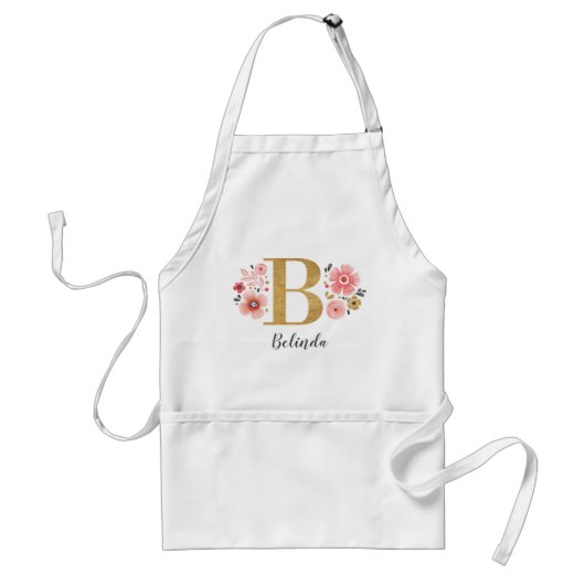 Vrouwelijk Monogram Initiaal Roze Goud Letter B Standaard Schort (Voorkant)