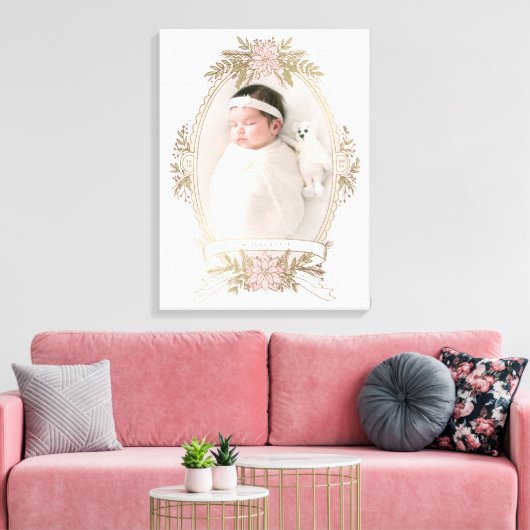 Vrouwelijk ovaal lijst lint en vakantie groen canvas afdruk (Insitu (Woonkamer))