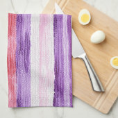 Vrouwelijk Paars Roze Rood Strepen Bruiloft Douche Theedoek (Quarter Fold)