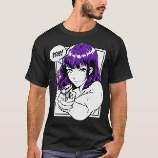 Vrouwelijk personage in stijlvolle anime-stijl met t-shirt