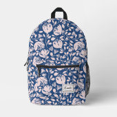 Vrouwelijk Roze Abstracte Bloemen Custom Script Na Bedrukte Rugzak (Voorkant)