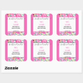 Vrouwelijk Roze Bloemen Reed Diffuser Productlabel Vierkante Sticker (Vel)