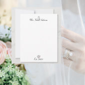 Vrouwelijk roze esthetisch bloemmonogram notitiekaartje