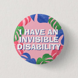 Vrouwelijk Roze Tropische Bladeren Onzichtbare Han Ronde Button 3,2 Cm