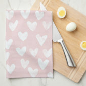 Vrouwelijk roze witte harten bruidsdouche theedoek (Quarter Fold)