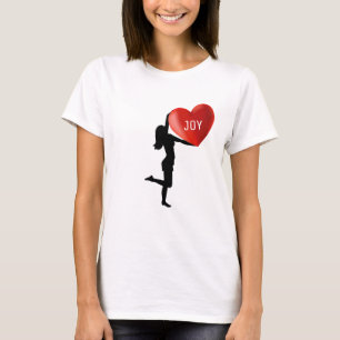 Vrouwelijk silhouet met groot hart t-shirt