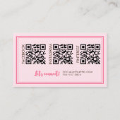 Vrouwelijk Sociaal Roze Script Tekst QR-code Visitekaartje (Achterkant)