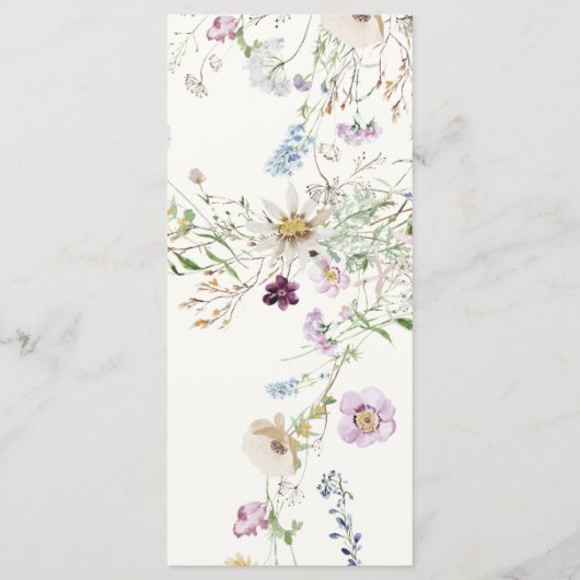 Vrouwelijk Wildflower Vrijgezellenfeest Menu (Achterkant)