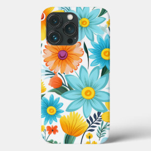 vrouwelijk wit bloemmotief iPhone 13 pro hoesje