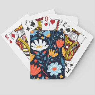 vrouwelijk zwart bloemmotief pokerkaarten