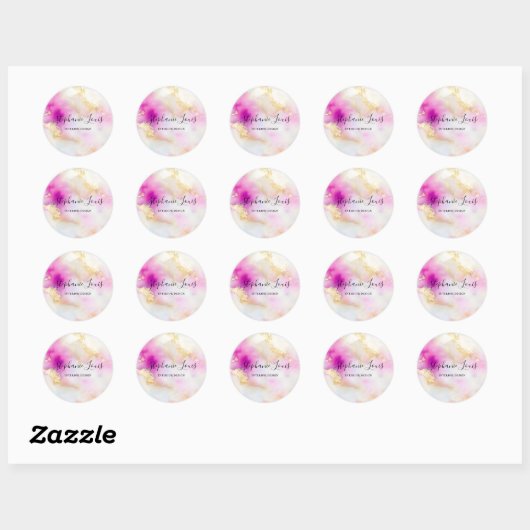 Vrouwelijke Abstracte Waterverf Roze Goud Elegant Ronde Sticker (Vel)