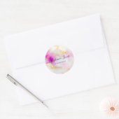 Vrouwelijke Abstracte Waterverf Roze Goud Elegant Ronde Sticker (Envelop)