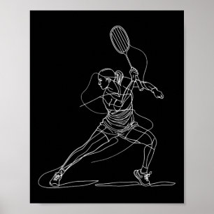 Vrouwelijke badmintonspeler tekent shuttle game vo poster