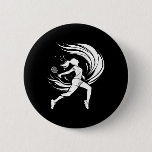 Vrouwelijke badmintonspeler tekent shuttle ronde button 5,7 cm