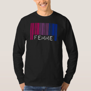 Vrouwelijke Barcode Bisexual Pride Flag Aesthetisc T-shirt