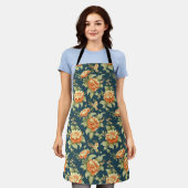 Vrouwelijke  Blauw Bloemen Oude Stijl Schort (Gedragen)