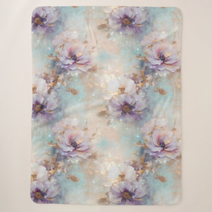 Vrouwelijke Blauwe Witte Lavendel Bloemen Sherpa Deken