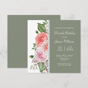 Vrouwelijke Bloemen, Wijze & Diamant 30ste Verjaar Kaart