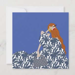 Vrouwelijke Bloementuin Partij Mode Illustratie Kaart