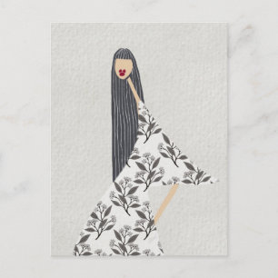 Vrouwelijke Bloemrijke Glamour Mode Illustratie Ku Briefkaart