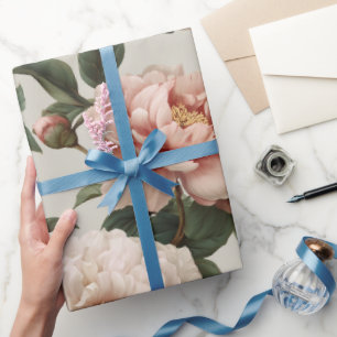Vrouwelijke Blush Pioen Witte Bloem Motief Cadeaupapier