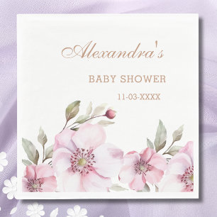 Vrouwelijke Blush Roze Bloemen Rozen Baby shower Servet