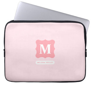 Vrouwelijke Blush Roze Minimalist Chique Monogram Laptop Sleeve