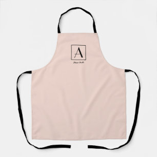 Vrouwelijke Blush Roze Monogram Eerste Script Chic Schort