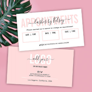 Vrouwelijke Blush Roze Schoonheidssalon Wimper Spa Afsprakenkaartje