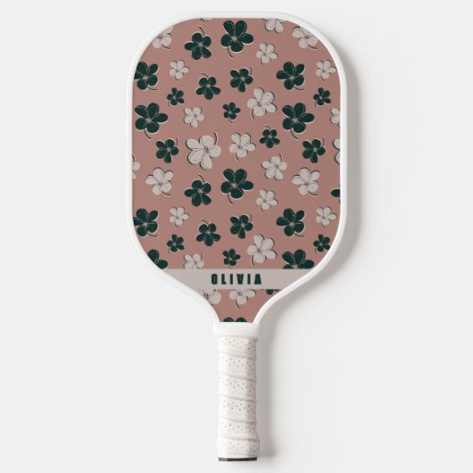 Vrouwelijke Boho bloempastel roze pickleball pedde Pickleball Paddle (Voorkant)