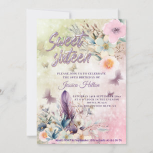 Vrouwelijke bokeh Vlinder boho bloemig sweet sixte Kaart