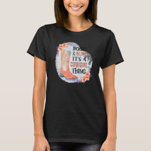 Vrouwelijke Boots Bling is een Cowgirl ding Cute L T-shirt