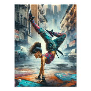 Vrouwelijke Breakdancer NYC – Urban B-Girl Art Foto Afdruk