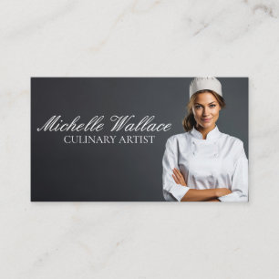 Vrouwelijke Chef Lachend Culinair Visitekaartje